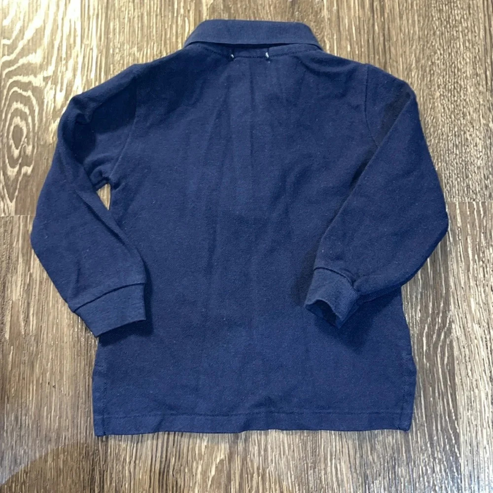 Ralph Lauren 12 month navy long sleeve polo shirt - Picture 2 of 3